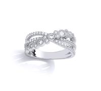 Silver CZ Crossover Bubbly Eternity Ring - GVR872 Jewelco London White O