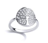 Silver CZ Firefly Tree of Life Signet Ring - GVR813 Jewelco London White R