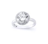 Silver CZ Halo Engagement Ring - GVR610 Jewelco London White Q