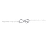 Silver CZ Love Heart Infinity Charm Bracelet 10mm 6 inch - GVB377 Jewelco London White One Size