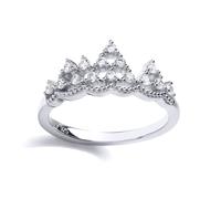 Silver CZ Mountain King Crown Dress Ring - GVR801 Jewelco London White Q