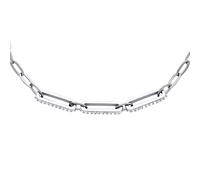 Silver CZ Paper Clip Pill Shape Chain Bracelet 4mm 7.5" - GVB482 Jewelco London White One Size