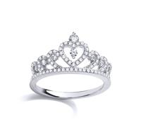 Silver CZ Queen Crown Dress Ring - GVR793 Jewelco London White Q