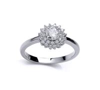 Silver CZ Solitaire Engagement Ring - GVR713 Jewelco London White Q