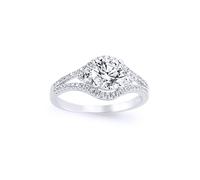 Silver CZ Split Shoulder-Set Solitaire Engagement Ring - GVR586 Jewelco London White Q