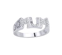 Silver CZ Theta Pave MUM ID Signet Ring - GVR194 Jewelco London White Q