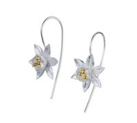 Silver Daffodil Drop Earrings, Welsh Spring Flower Design