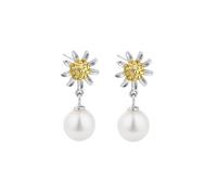 Silver Daisy Stud Earrings for Women Girls, Hypoallergenic Daisy Earrings with Pearl Dangle, Delicate Flower Stud Earrings Jewellery Birthday Christmas Gifts
