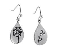 Silver Dandelion Dangle Earrings Nature Inspired Simple Retro Drop Jewelry Spring Gift for Women Girls