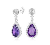 Silver Dangle Earrings for Women Sparkly Rhinestone Teardrop Crystal Formal Drop Dangling Earring,Fake Diamond Wedding Costume Jewelry, M, Metal, Zircon