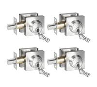 Silver Deadbolt Lock 4 Pack, Satin Nickel Single Cylinder Deadbolt with All Same Keys, Heavy Duty Dead Bolt Lock for Home and Office Security, Keyed 1 Side