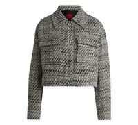 Silver Detail Cropped Bouclé Jacket - female - Hugo - Cardigans - Gray - M - Knitwear M
