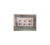 Silver Diamante Crushed Crystal Photo Frame Multi Aperture Picture Photo Frame For 3 Photos 4x6 inch Photo (48cmx29cm)