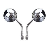 (Silver) Diameter 85mm Retro Round Rearview Motorcycle Mirrors Long/Short Handle