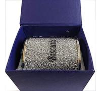 Silver Diamond Crushed Biscuit Cookies Canister Jar Tin Kitchen Storage containers Silver Trimmings Crystal Filled Biscuit JAR