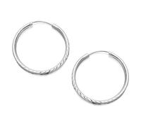 Silver Diamond Cut Hoop Earrings - 30mm - F1311