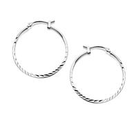 Silver Diamond Cut Hoop Earrings - 30mm - F1337