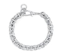Silver Diamond-Cut Patterned Belcher Bracelet, 8-Inch Long 12mm Thick, PVD Silver Plated - Bling King London