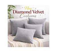 (Silver) Diamond Embossed Velvet Filled Cushions-18x18in Soft Sofa Cushions-Premium and Luxury Quality