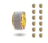 Silver Diamond Gold Napkin Rings Set, Rhinestone Napkin Holder for Dining, Anniversary, Wedding,Bling Cloth Holder Full of Crushed Diamond,Party of Table Setting Home Decor (12)