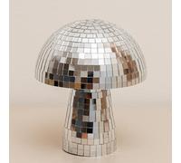 Silver Disco Ball Mushroom Light Sculpture - Reflective Decorative Table Decor, Mirror Retro Handmade Shape Home Art Decoration, Bar Ornament for Party