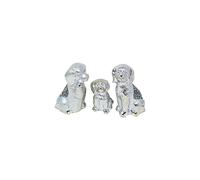 Silver Dog Family Sparkle Ornament Bling Crushed Diamond Gift