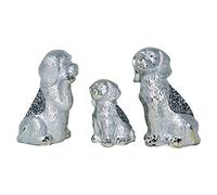 Silver Dog Family Sparkle Ornament Bling Crushed Diamond Gift | CRYSTALLIZED Dog Family figures sculpture|Handmade Craft | Crushed Diamond Display | Wedding Anniversary, Birthday Present, Home Decor