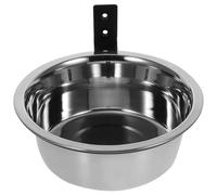 Silver Dog Feeding Bowl Raised Stainless Steel Wall Mounted