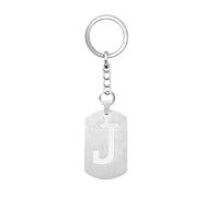 Silver Dog Tag 26 Letter initial A-Z Keychain Keyring Key Chain Ring for Women Men Daughter Son Sisters Friends Birthday Christmas (J)