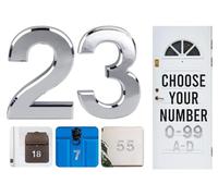Silver Door Numbers Stick On, 0-99, Letters A, B, C, D, 3'' House Numbers Self Adhesive Stickers, For Doors, Mail Boxes, Hotel Rooms (23)