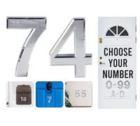 Silver Door Numbers Stick On, 0-99, Letters A, B, C, D, 3'' House Numbers Self Adhesive Stickers, For Doors, Mail Boxes, Hotel Rooms (74)