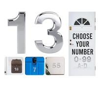 Silver Door Numbers Stick On, 0-99, Letters A, B, C, D, 3'' House Numbers Self Adhesive Stickers, For Doors, Mail Boxes, Hotel Rooms (13)