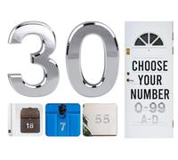 Silver Door Numbers Stick On, 0-99, Letters A, B, C, D, 3'' House Numbers Self Adhesive Stickers, For Doors, Mail Boxes, Hotel Rooms (30)