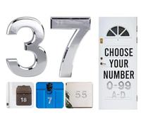 Silver Door Numbers Stick On, 0-99, Letters A, B, C, D, 3'' House Numbers Self Adhesive Stickers, For Doors, Mail Boxes, Hotel Rooms (37)