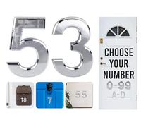 Silver Door Numbers Stick On, 0-99, Letters A, B, C, D, 3'' House Numbers Self Adhesive Stickers, For Doors, Mail Boxes, Hotel Rooms (53)