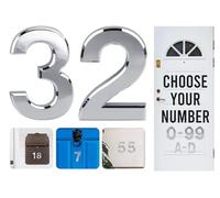 Silver Door Numbers Stick On, 0-99, Letters A, B, C, D, 3'' House Numbers Self Adhesive Stickers, For Doors, Mail Boxes, Hotel Rooms (32)