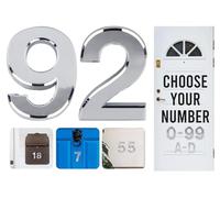 Silver Door Numbers Stick On, 0-99, Letters A, B, C, D, 3'' House Numbers Self Adhesive Stickers, For Doors, Mail Boxes, Hotel Rooms (92)