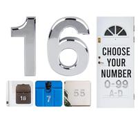 Silver Door Numbers Stick On, 0-99, Letters A, B, C, D, 3'' House Numbers Self Adhesive Stickers, For Doors, Mail Boxes, Hotel Rooms (16)