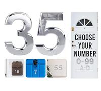 Silver Door Numbers Stick On, 0-99, Letters A, B, C, D, 3'' House Numbers Self Adhesive Stickers, For Doors, Mail Boxes, Hotel Rooms (35)