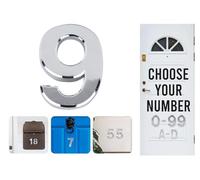 Silver Door Numbers Stick On, 0-99, Letters A, B, C, D, 3'' House Numbers Self Adhesive Stickers, For Doors, Mail Boxes, Hotel Rooms (9)