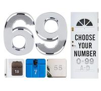 Silver Door Numbers Stick On, 0-99, Letters A, B, C, D, 3'' House Numbers Self Adhesive Stickers, For Doors, Mail Boxes, Hotel Rooms (69)