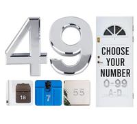 Silver Door Numbers Stick On, 0-99, Letters A, B, C, D, 3'' House Numbers Self Adhesive Stickers, For Doors, Mail Boxes, Hotel Rooms (49)