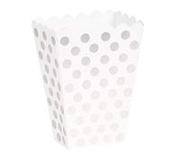 Silver Dots Paper Treat Boxes (14cm Tall) Pack of 8 - Elegant Party Favor Containers for Sweets & Gifts