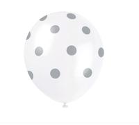Silver Dotted Latex Balloons (30cm) Pack of 6 - Perfect for Celebrations and Parties