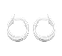 Silver Double Crossover Hoop Earrings - 20mm - F1361