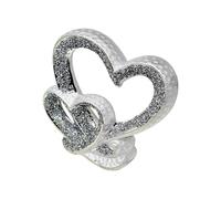 Silver Double Heart Crushed Diamond Ornament, 27cm