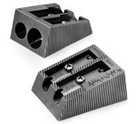 (Silver, Double Hole) Ashton and Wright Metal Pencil Sharpeners - 2 Pack