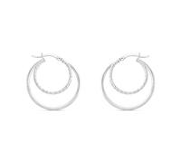 Silver Double Hoop Earrings - 25mm - F13144