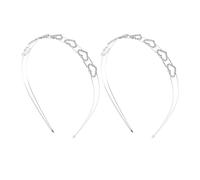 Silver Double Layer Rhinestone Heart Headband 2pcs for Hair