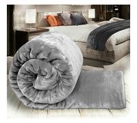 (SILVER, DOUBLE) THICK FLEECE BLANKET THROW LARGE SOFA BED SOFT